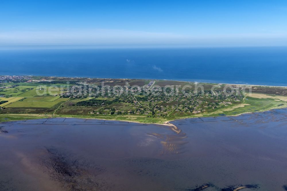 Kampen (Sylt) from the bird's eye view: Coastal area of the North Sea - Island in Kampen (Sylt) in the state Schleswig-Holstein