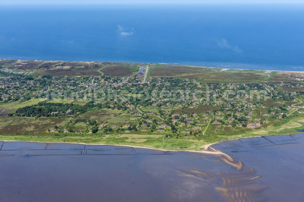 Aerial image Kampen (Sylt) - Coastal area of the North Sea - Island in Kampen (Sylt) in the state Schleswig-Holstein