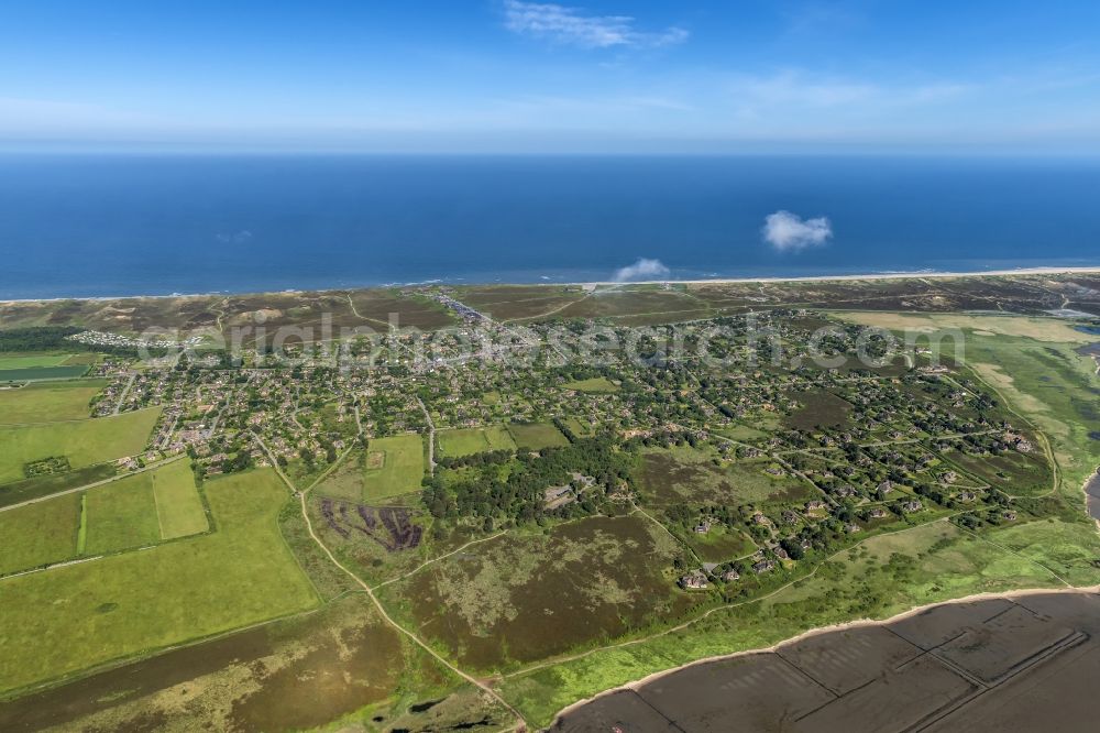 Kampen (Sylt) from above - Coastal area of the North Sea - Island in Kampen (Sylt) in the state Schleswig-Holstein