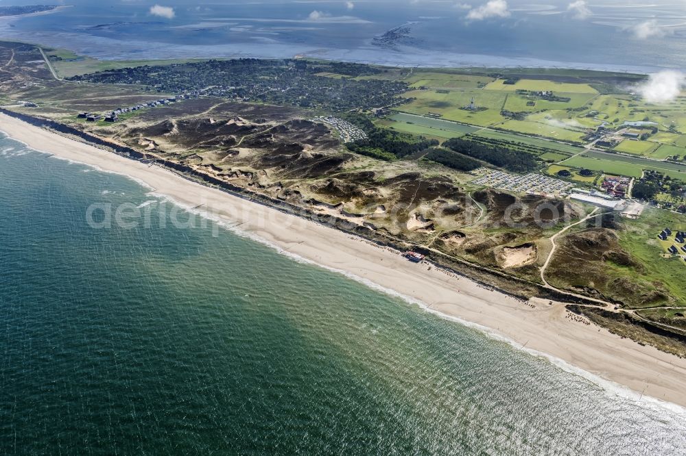 Kampen (Sylt) from the bird's eye view: Coastal area of the North Sea - Island in Kampen (Sylt) in the state Schleswig-Holstein