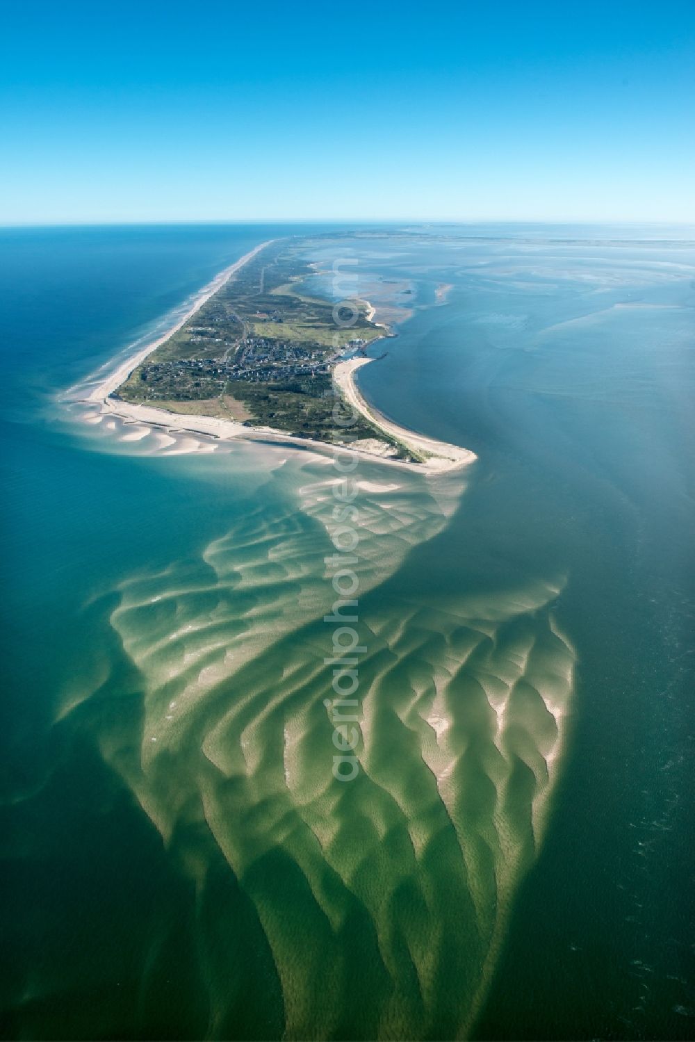 List from the bird's eye view: Coastal area of the North Sea - Island in List in the state Schleswig-Holstein