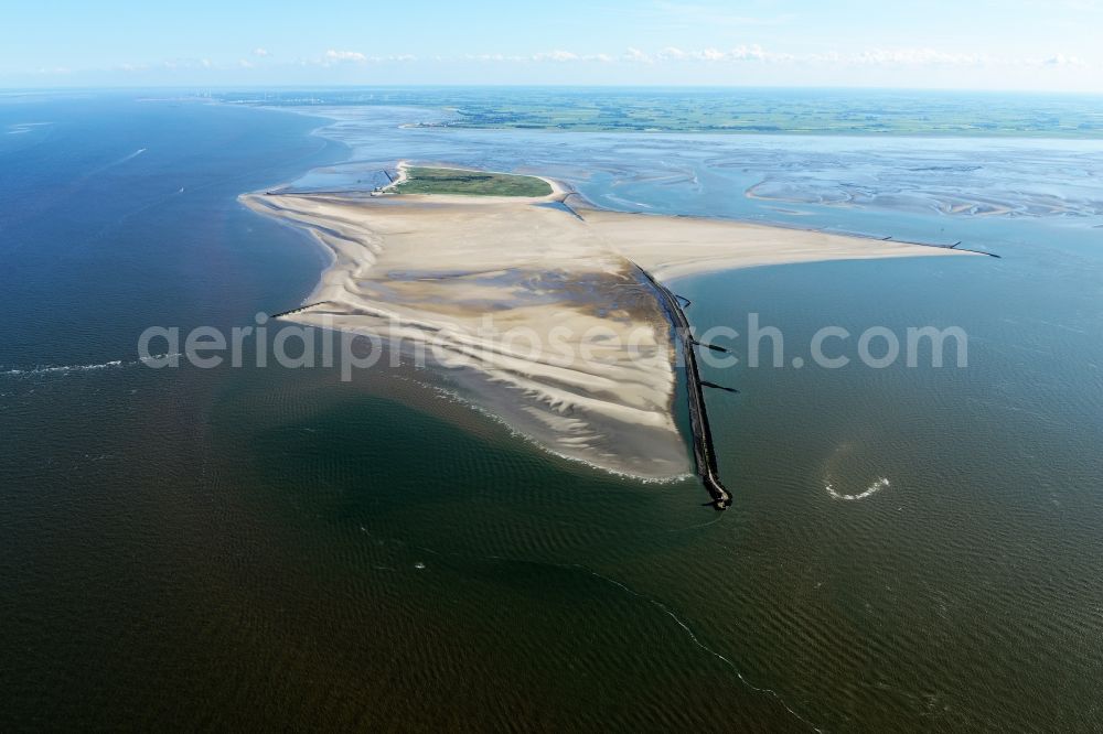 Aerial image Wangerooge - Groin mounted coastal area of the North Sea island Minsener Oog belonging to the Nationalpark Niedersaechsisches Wattenmeer in the state Lower Saxony