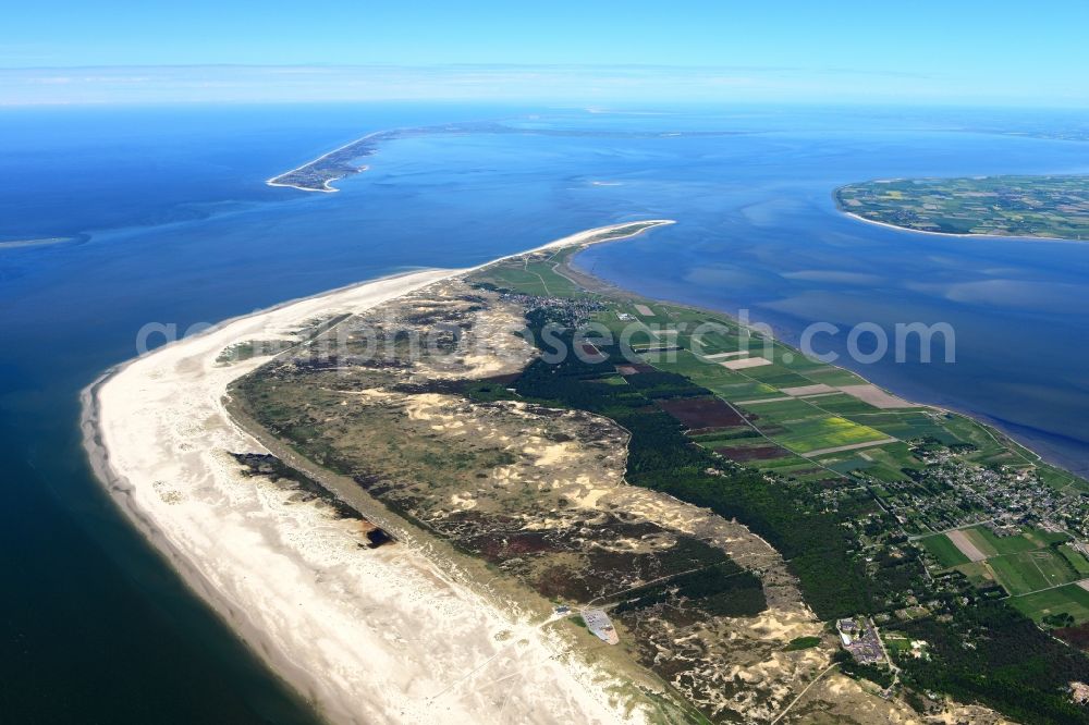 Nebel from the bird's eye view: Coastal area of the Nordsee - Island in Nebel in the state Schleswig-Holstein