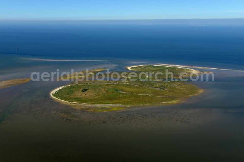 Nigehörn from the bird's eye view: Coastal area of the North Sea - Island in Nigehoern in the state Hamburg