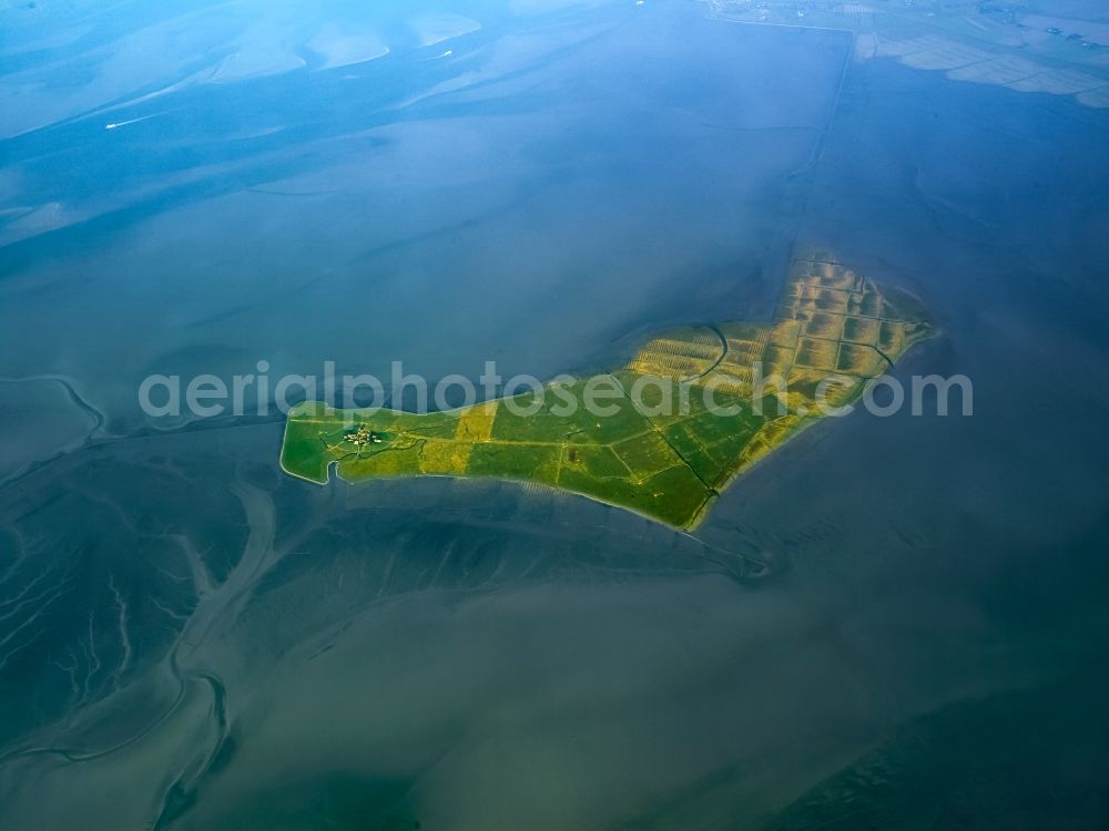 Oland from the bird's eye view: Coastal area of a??a??the North Sea island of Oland in the Wadden Sea in the state Schleswig-Holstein, Germany