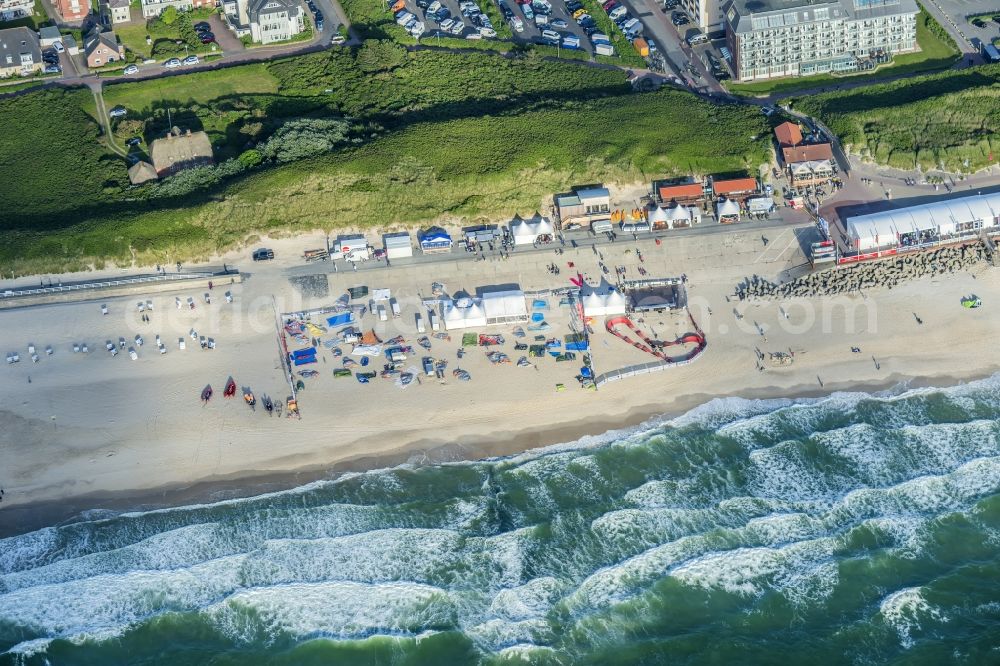 Aerial image Sylt - Coastal area of the North Sea - Island in the district Westerland in Sylt in the state Schleswig-Holstein.Surf Weltcup