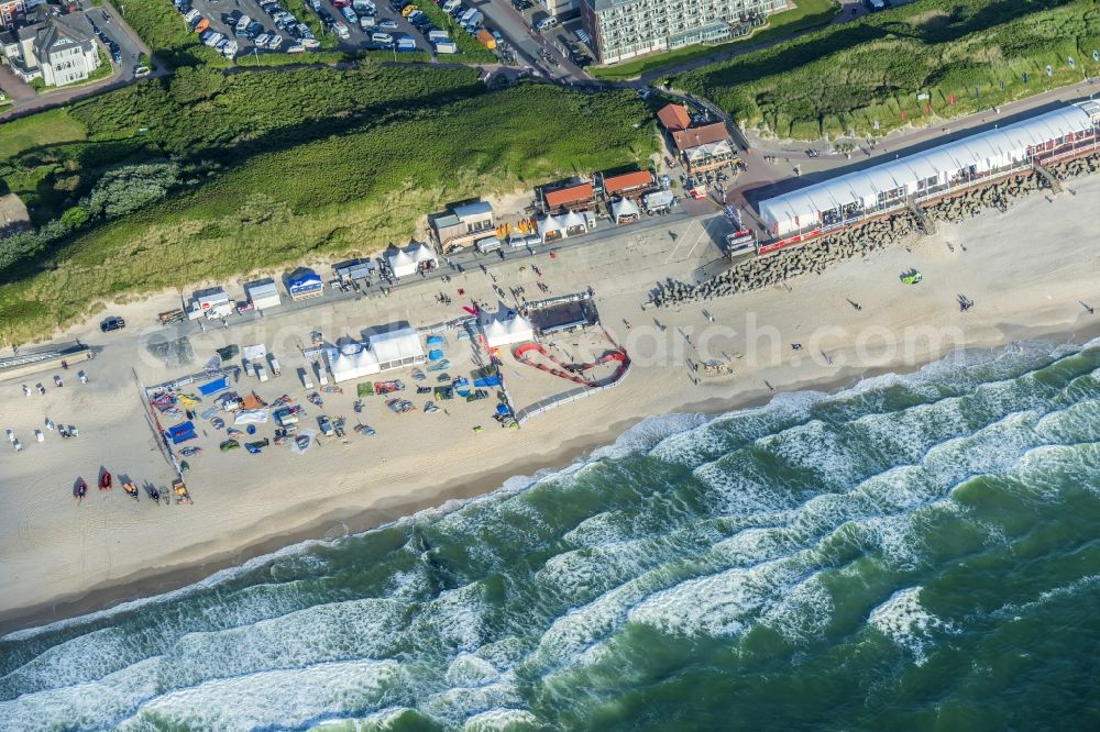 Aerial photograph Sylt - Coastal area of the North Sea - Island in the district Westerland in Sylt in the state Schleswig-Holstein.Surf Weltcup