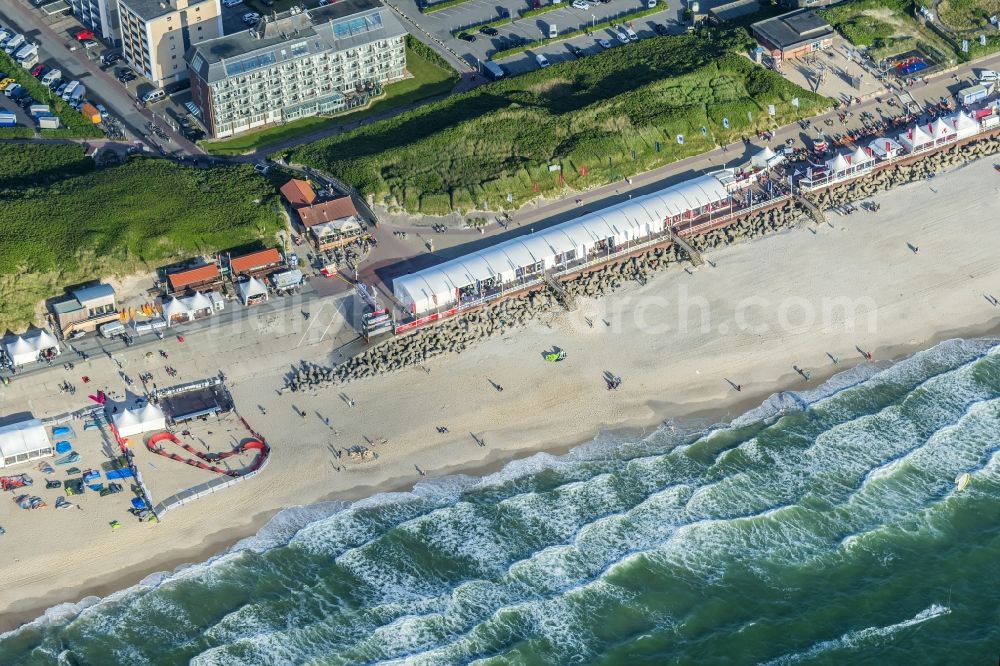 Sylt from above - Coastal area of the North Sea - Island in the district Westerland in Sylt in the state Schleswig-Holstein.Surf Weltcup