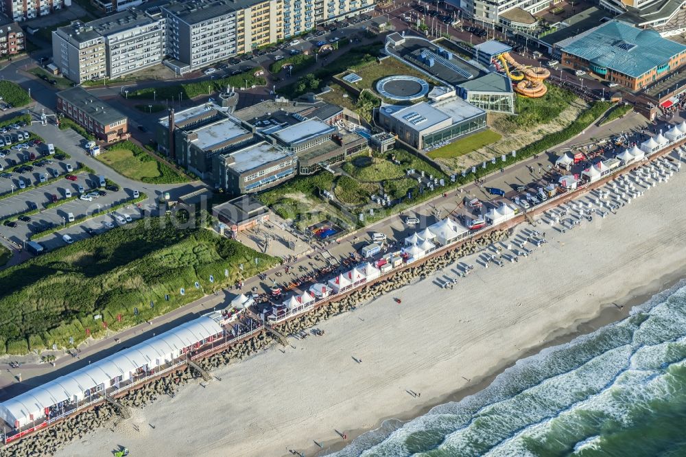 Aerial image Sylt - Coastal area of the North Sea - Island in the district Westerland in Sylt in the state Schleswig-Holstein.Surf Weltcup