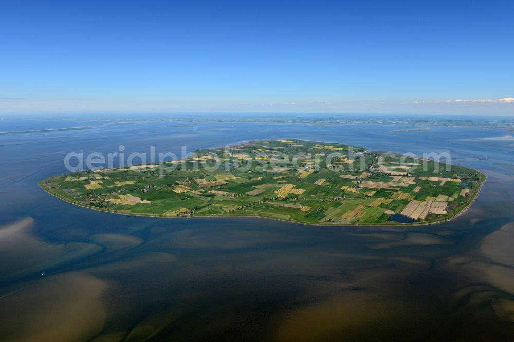 Pellworm from the bird's eye view: Coastal area of the North Sea - Island in Pellworm in the state Schleswig-Holstein