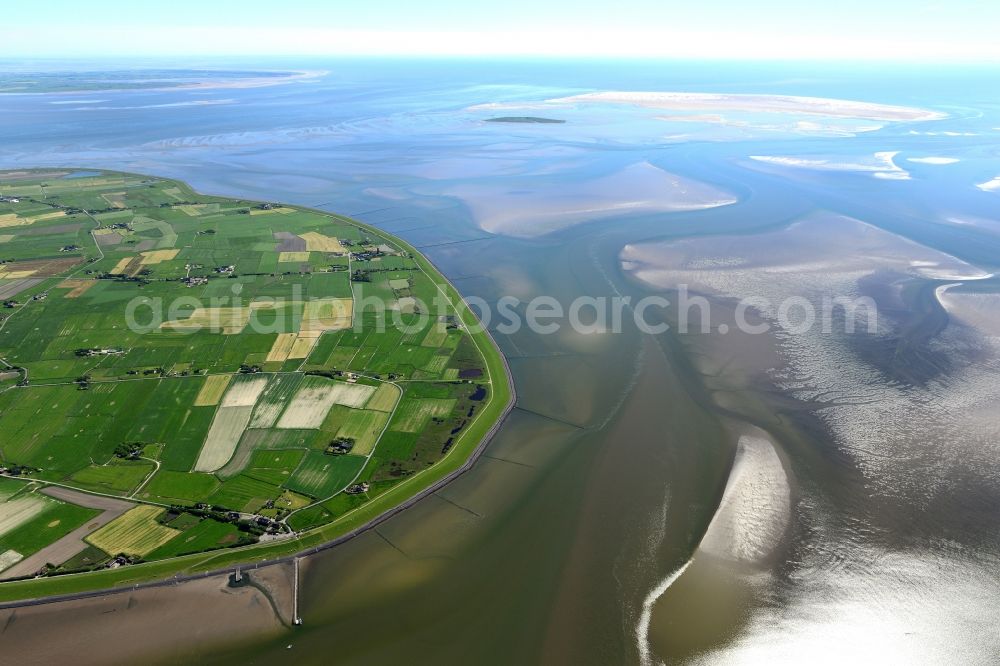 Pellworm from above - Coastal area of the North Sea - Island in Pellworm in the state Schleswig-Holstein