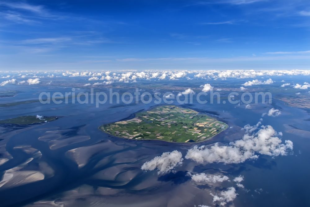 Pellworm from above - Coastal area of the North Sea - Island in Pellworm in the state Schleswig-Holstein