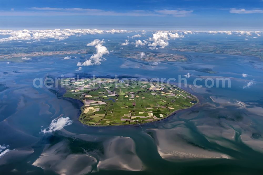 Pellworm from above - Coastal area of the North Sea - Island in Pellworm in the state Schleswig-Holstein