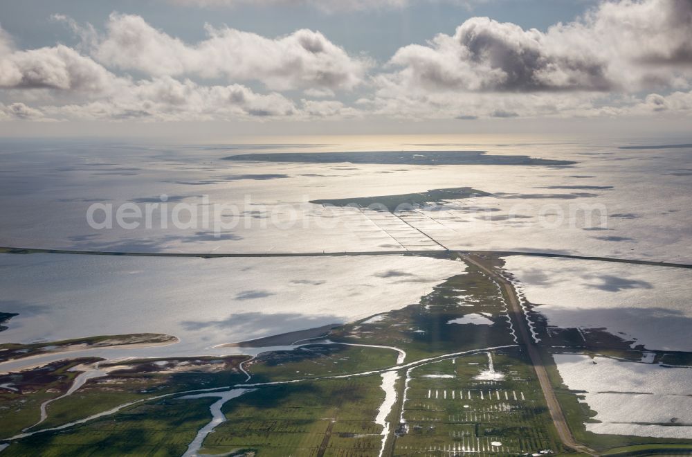 Aerial image Pellworm - Coastal area of the North Sea - Island in Pellworm in the state Schleswig-Holstein