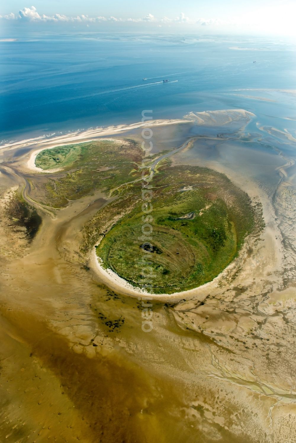 Scharhörn from above - Coastal area of the North Sea - Island in Scharhoern in the state Hamburg