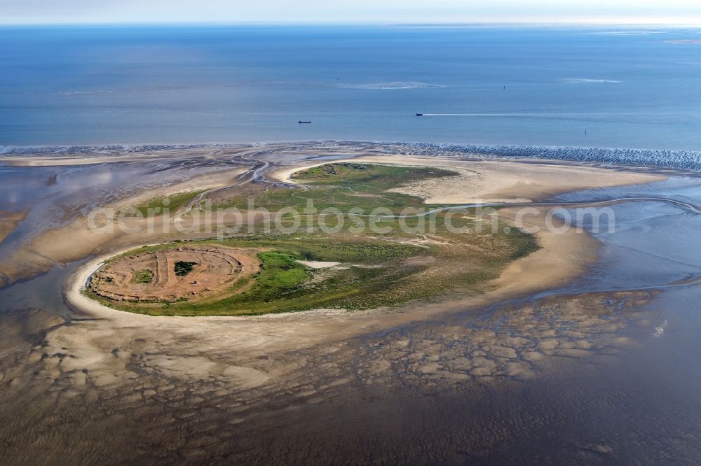 Aerial photograph Nigehörn - Coastal area of the North Sea - Island in Scharhoern in the state Hamburg