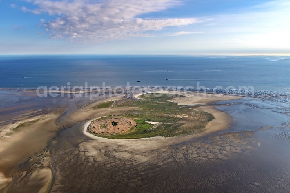 Nigehörn from above - Coastal area of the North Sea - Island in Scharhoern in the state Hamburg