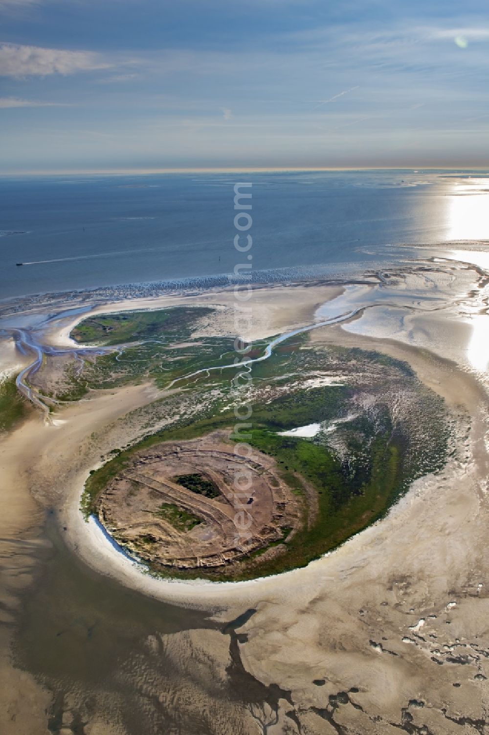 Aerial image Nigehörn - Coastal area of the North Sea - Island in Scharhoern in the state Hamburg