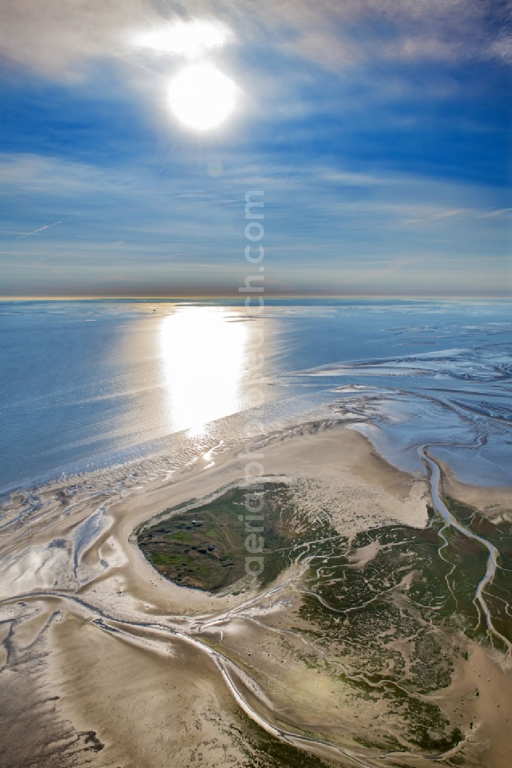 Nigehörn from above - Coastal area of the North Sea - Island in Scharhoern in the state Hamburg