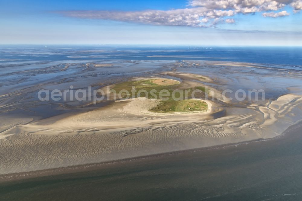 Nigehörn from above - Coastal area of the North Sea - Island in Scharhoern in the state Hamburg