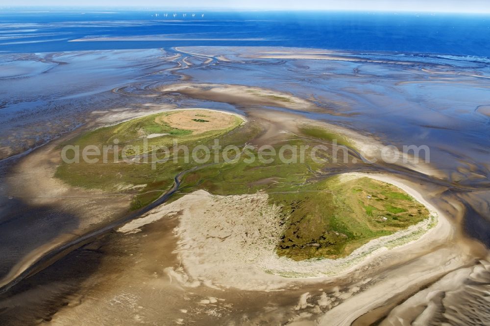 Nigehörn from above - Coastal area of the North Sea - Island in Scharhoern in the state Hamburg