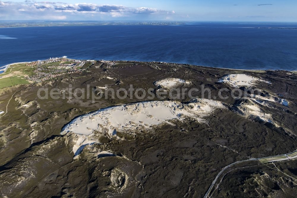 List from above - Coastal area of the North Sea - island of Sylt district List dir largest shifting dune in Germany in the state of Schleswig-Holstein