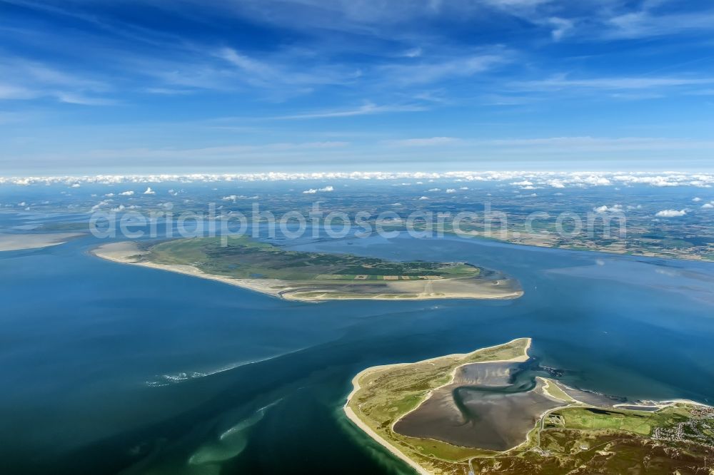 Römö from the bird's eye view: Coastal area of the North Sea - Island in Roemoe in Tondern Kommune, Denmark