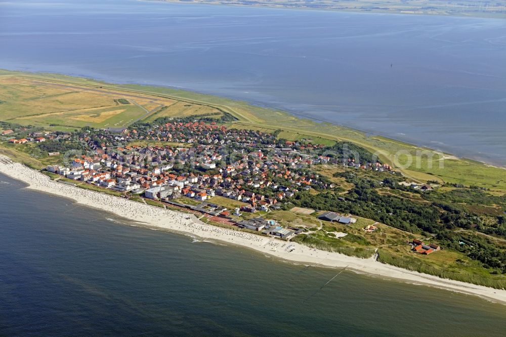 Wangerooge from above - Coastal area of the Island Wangerooge in the state Lower Saxony