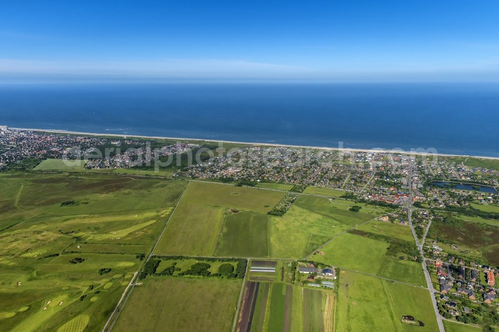 Aerial image Wenningstedt-Braderup (Sylt) - Coastal area of the North Sea - Island in Wenningstedt (Sylt) in the state Schleswig-Holstein