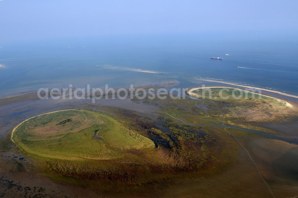 Aerial image Scharhörn - Coastal area of the North Sea - Island Nigehoern and Scharhoern in Germany