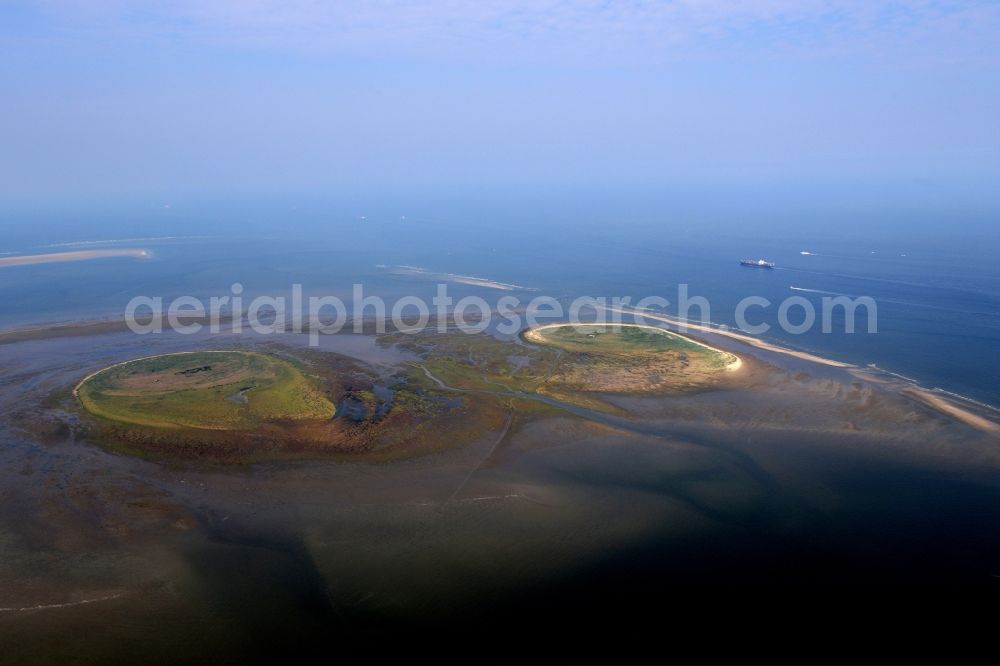 Aerial photograph Scharhörn - Coastal area of the North Sea - Island Nigehoern and Scharhoern in Germany