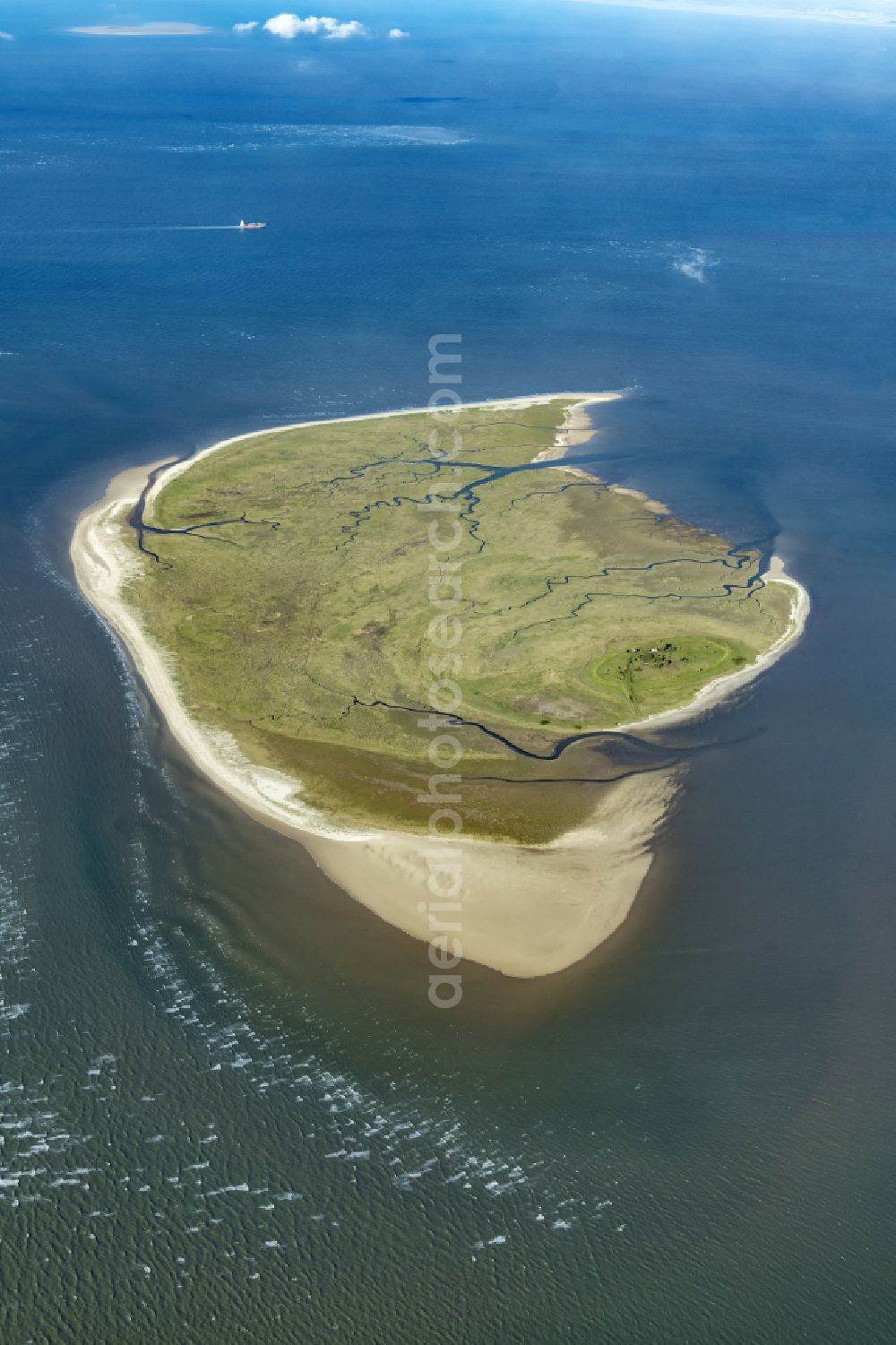 Aerial image Butjadingen - Coastal area the North Sea island of Mellum - Island in Butjadingen in the state Lower Saxony, Germany