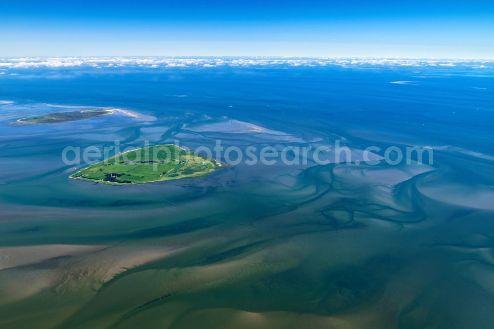 Insel Neuwerk from above - Coastal area of the North Sea - Insel Neuwerk in the Wadden Sea in the state Lower Saxony, Germany