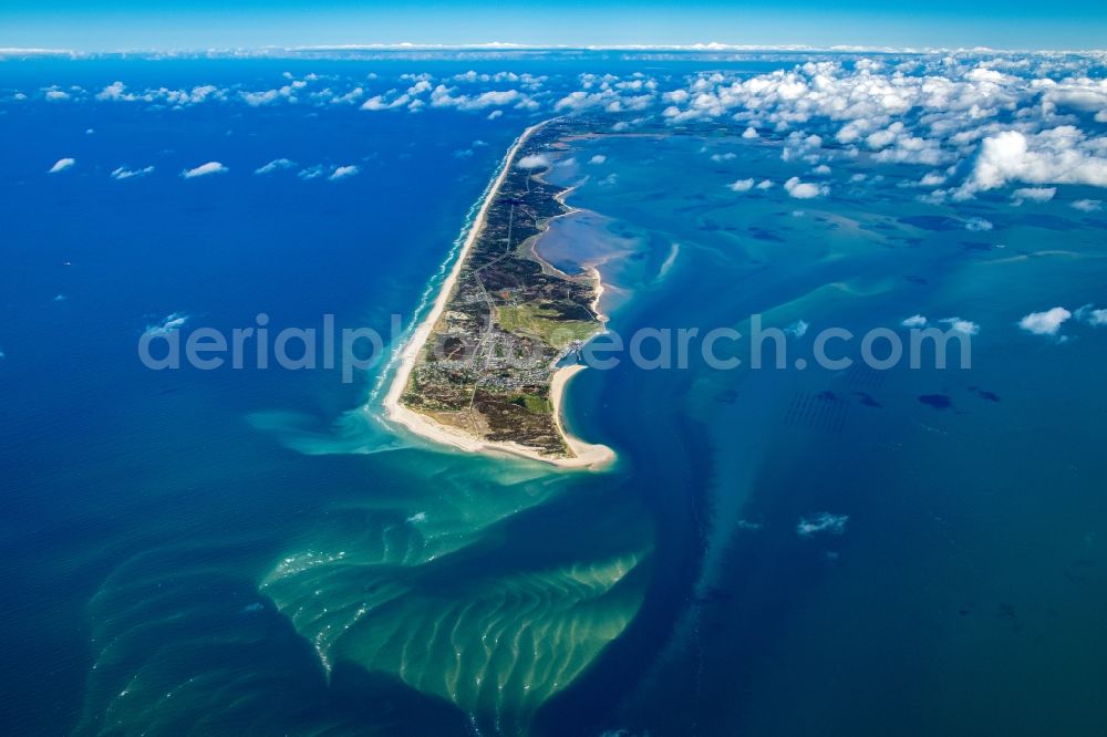 Hörnum (Sylt) from the bird's eye view: Coastal area North Sea island of Sylt - Island in Hoernum (Sylt) at the island Sylt in the state Schleswig-Holstein, Germany