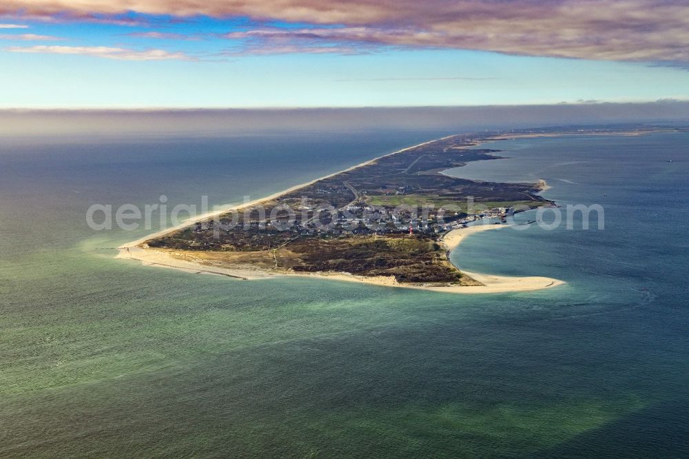 Hörnum (Sylt) from the bird's eye view: Coastal area North Sea island of Sylt - Island in Hoernum (Sylt) at the island Sylt in the state Schleswig-Holstein, Germany