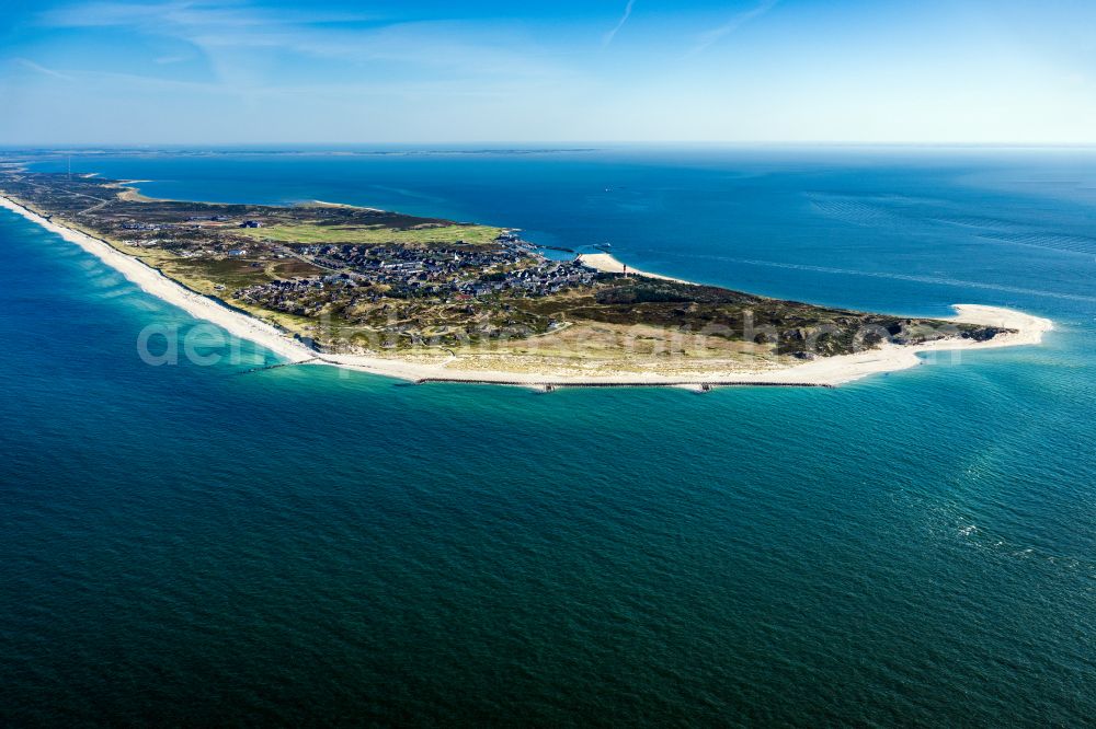 Hörnum (Sylt) from the bird's eye view: Coastal area and Odde of the North Sea island of Sylt in Hoernum in the state of Schleswig-Holstein