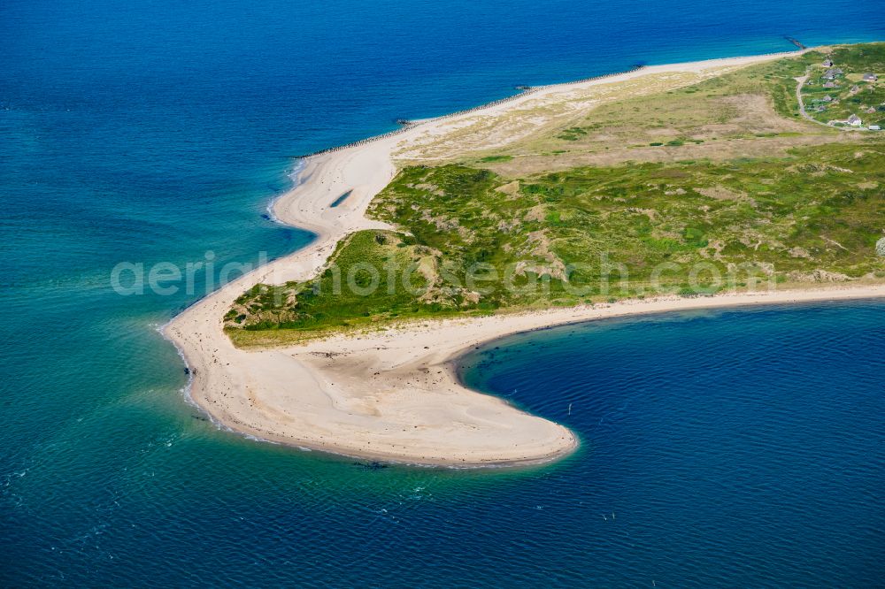 Aerial photograph Hörnum (Sylt) - Coastal area and Odde of the North Sea island of Sylt in Hoernum in the state of Schleswig-Holstein