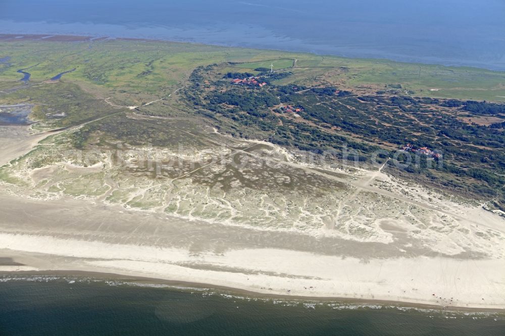 Aerial photograph Spiekeroog - Coastal area of the Island Spiekeroog in the state Lower Saxony