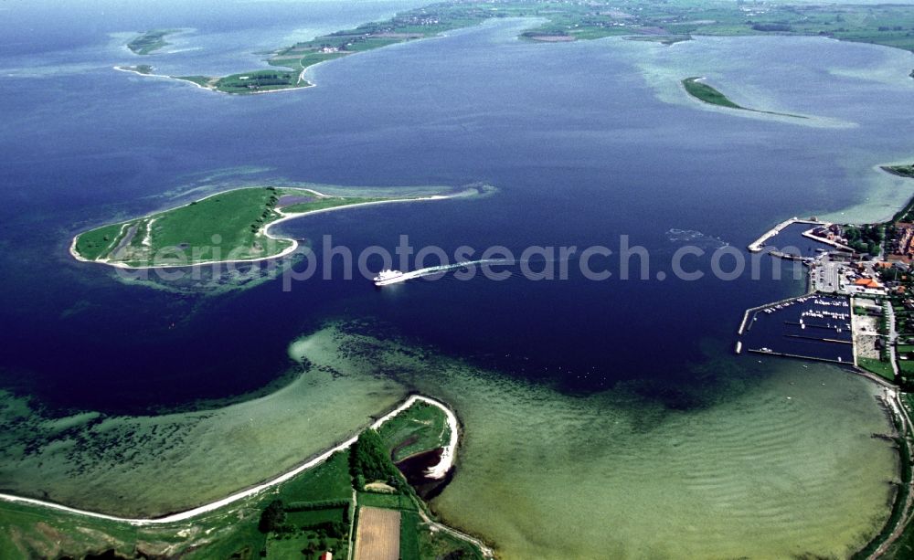 Aeroeskoebing from above - Coastal area of the Baltic Sea - Island Aeroe in Aeroeskoebing in Syddanmark, Denmark