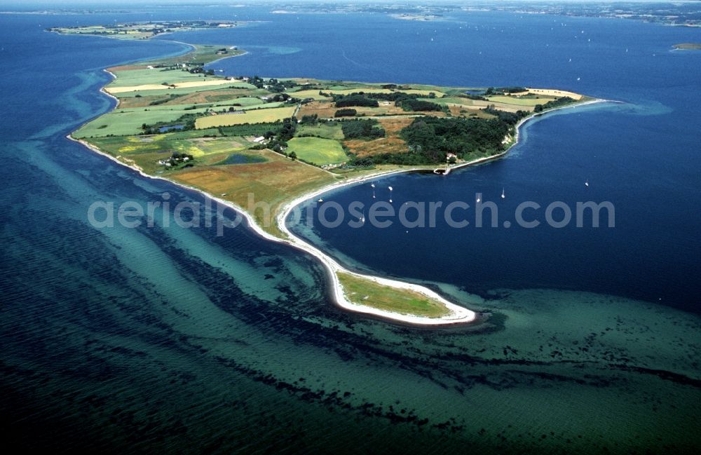 Aerial image Faaborg - Coastal area of the Baltic Sea - island of Avernakoe in Faaborg in region Syddanmark, Denmark