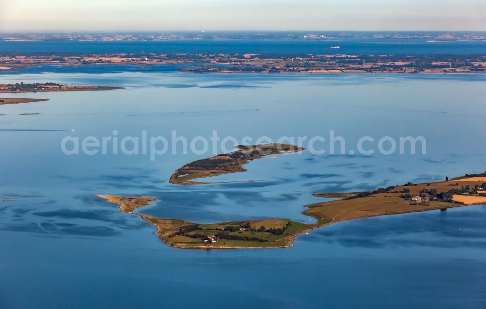 Marstal from above - Coastal area of Baltic Sea - Island Halmoe on street Vesterskovsvej in Marstal in Syddanmark, Denmark