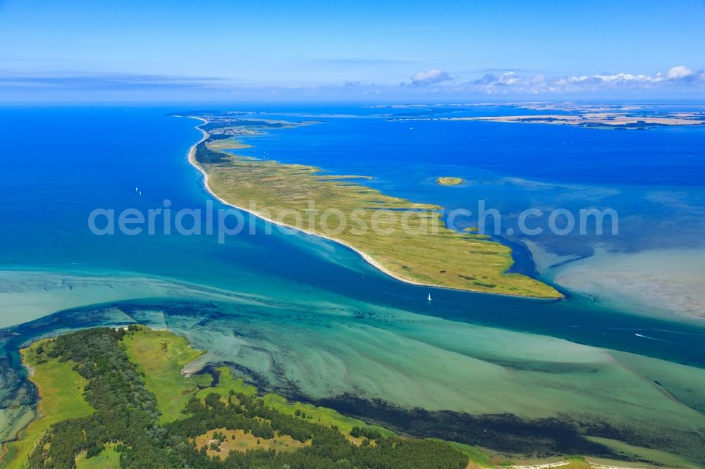 Aerial image Insel Hiddensee - Coastal area of the Baltic Sea - Island Insel Hiddensee in the state Mecklenburg - Western Pomerania, Germany