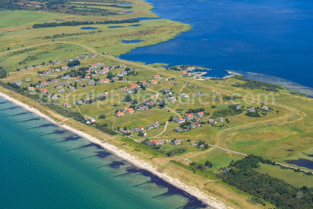 Aerial image Plogshagen - Coastal area Baltic Sea - Island Hiddensee in Plogshagen in the state Mecklenburg - Western Pomerania, Germany