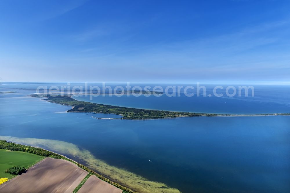 Dranske from above - Coastal area of the Baltic Sea island Ruegen - Island in Dranske Bug in the state Mecklenburg - Western Pomerania