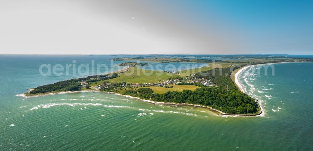 Aerial image Thiessow - Coastal area of the Baltic Sea - Ruegen Island in the district Moenchgut in Thiessow in the state Mecklenburg - Western Pomerania