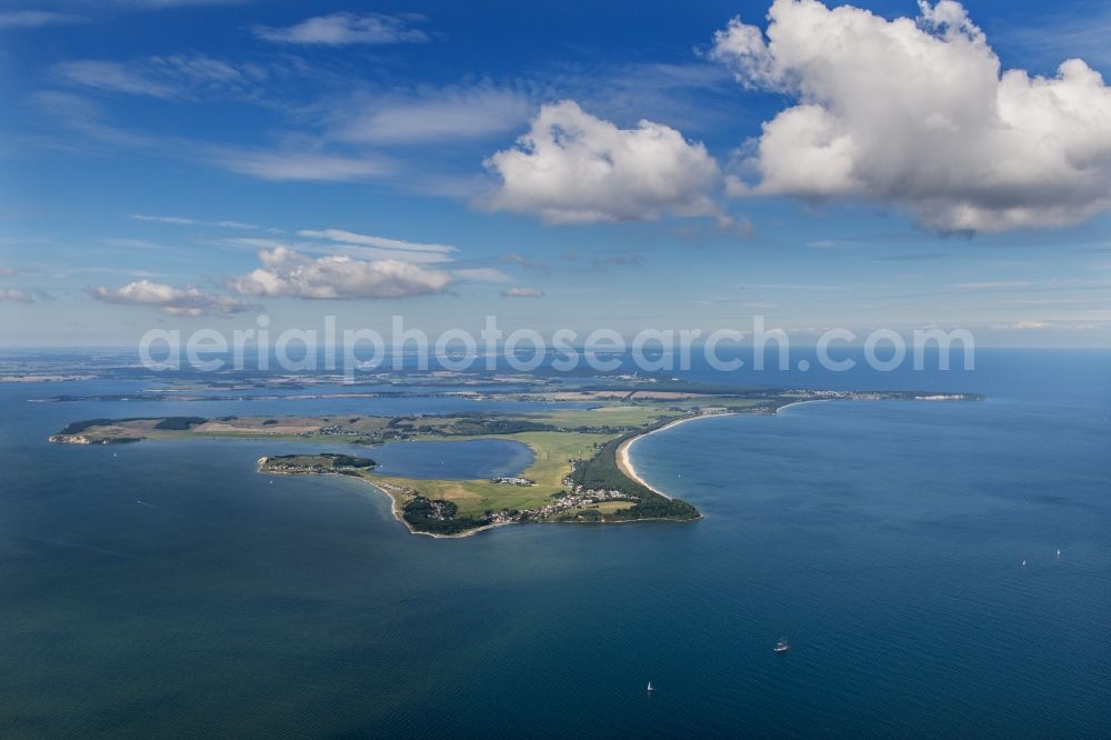 Aerial image Thiessow - Coastal area of the Baltic Sea - Ruegen Island in the district Moenchgut in Thiessow in the state Mecklenburg - Western Pomerania