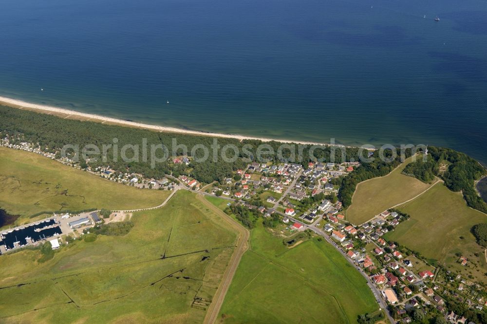 Thiessow from above - Coastal area of the Baltic Sea - Ruegen Island in the district Moenchgut in Thiessow in the state Mecklenburg - Western Pomerania