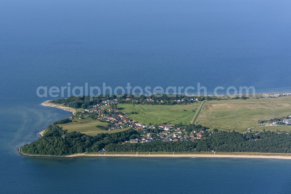 Thiessow from the bird's eye view: Coastal area of the Baltic Sea - Ruegen Island in the district Moenchgut in Thiessow in the state Mecklenburg - Western Pomerania