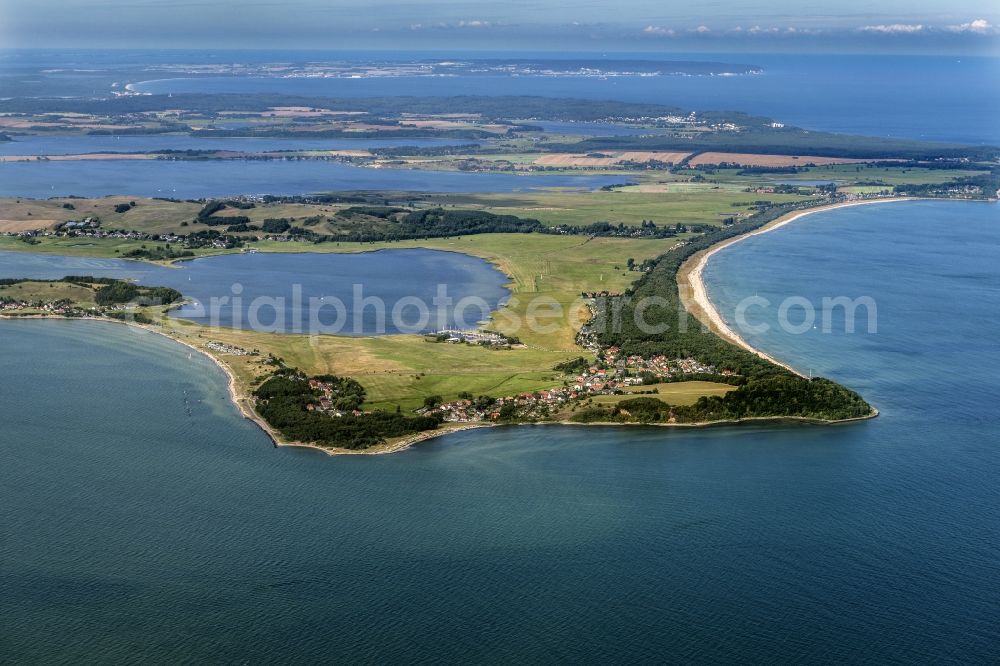 Thiessow from the bird's eye view: Coastal area of the Baltic Sea - Ruegen Island in the district Moenchgut in Thiessow in the state Mecklenburg - Western Pomerania