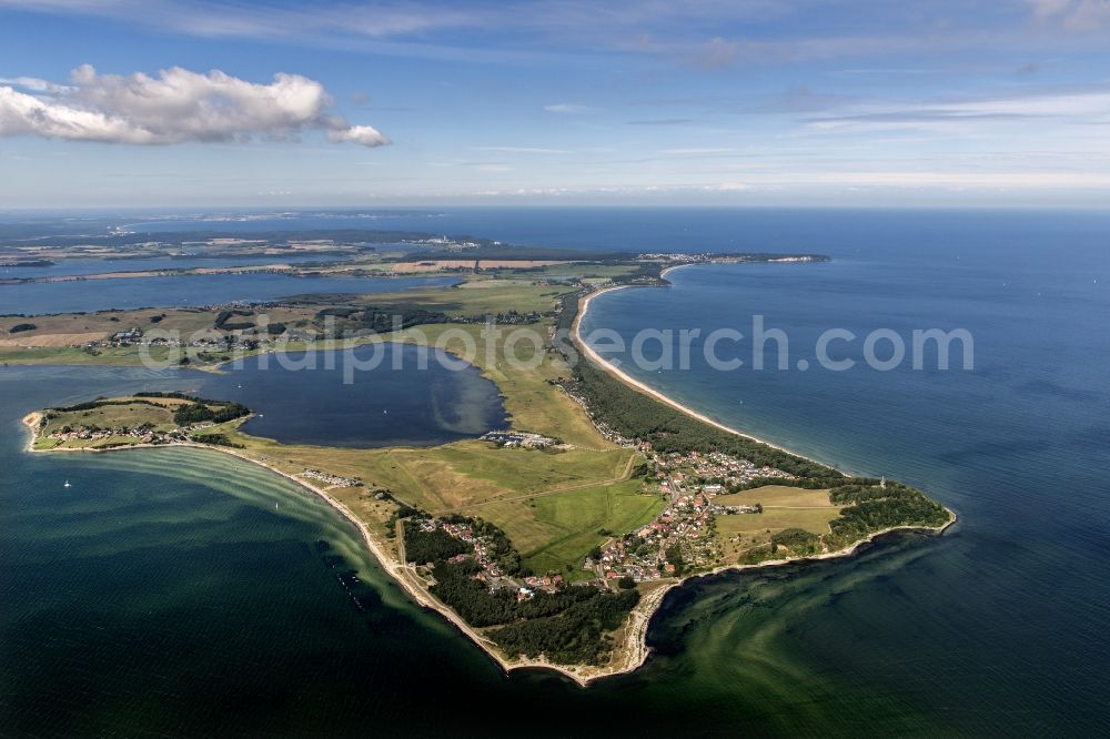 Aerial image Thiessow - Coastal area of the Baltic Sea - Ruegen Island in the district Moenchgut in Thiessow in the state Mecklenburg - Western Pomerania